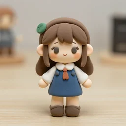 a chibi girl made out of clay