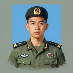 id photo of a space officer in military outfit, digital painting