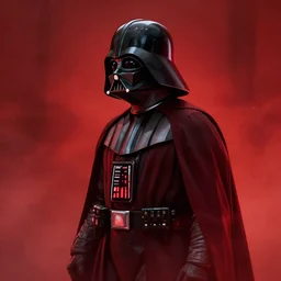 darth vader coming out of a red mist, profile pic, centered, accurate anatomy, highly detailed, digital art