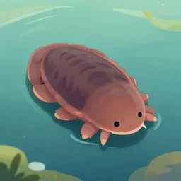 a cute tardigrade floating in the water