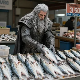 Sauron sells fish at fish market