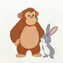 drawing from 1 9 2 0's disney animation, monkey polar bear rabbit