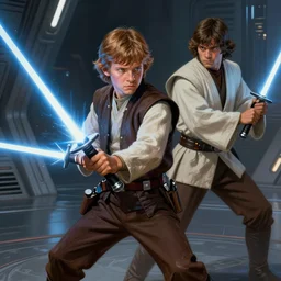 scifi art by greg rutkowski, ben skywalker and a jedi that looks like john boyega sparring with lightsabers at a jedi temple, star wars expanded universe, he is about 3 0 years old, highly detailed portrait, digital painting, artstation, concept art, smooth, sharp foccus ilustration, artstation hq