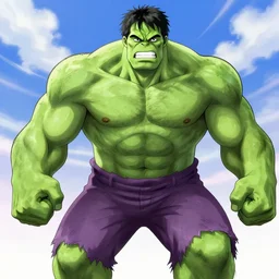 the hulk in the style of one piece anime