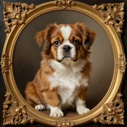 baroque rococo painting The Royal Boston Terrior  portrait Greg Hildebrandt high detail cute puppy