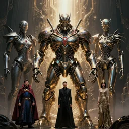 symmetric frame of dr doom from Prometheus movie, from doctor strange by beksinski, cyborg dr doom mecha by guo pei and alexander mcqueen metal couture editorial, eldritch epic monumental wallpaper by beksinski by Yuko Shimizu