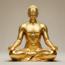 golden faceless man in meditation position by midjourney