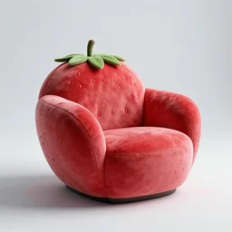 a modern armchair design inspired by a strawberry, studio photo