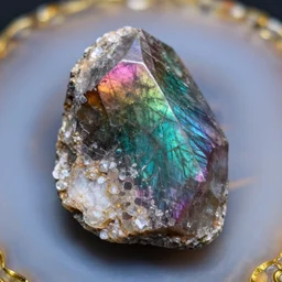apophyllite on a rainbow tourmaline host on agate background