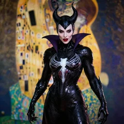 maleficent as venom, naturel, hyper detailed, digital art, trending in artstation, cinematic lighting, studio quality, smooth render, unreal engine 5 rendered, octane rendered, art style by klimt and nixeu and ian sprigger and wlop and krenz cushart