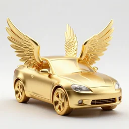 a car made out of gold with wings