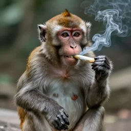 photo of a happy monkey smoking a joint, 4k,