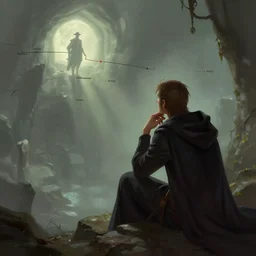 mage of time observing doomed timelines at distance and carefully thinking on their next moove, digital art, trending on artstation, dungeons and dragons art
