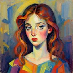 colorful illustration of girl, artistic, eclectic, highly detailed, digital painting, concept art, smooth, sharp focus, illustration, art by picasso