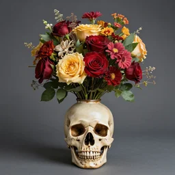 skull as a vase of flowers