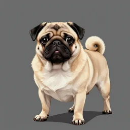 a pug, extremely detailed, sharp focus, wide view, full body shot, smooth, digital illustration, by rossdraws, frank franzzeta, mcbess, sakimichan, james jean