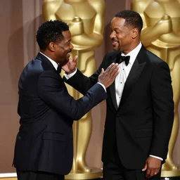 chris rock slapping will smith on stage during the oscar awards, 8k, realistic