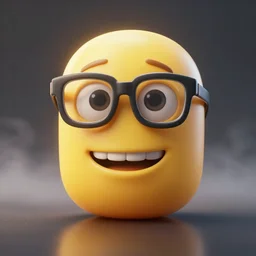 nerd emoji, ultra realistic 4 k unreal engine very cinematic render with ray tracing bloom ambient occlusion strong reflections depth of field fog