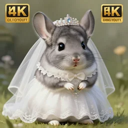 a cute chinchilla!! in a wedding dress, a chinchilla getting married, highly detailed digital painting, 4k