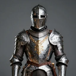 A man wearing intricate knight armor