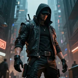 amazing impressive awesome stunning insane highly detailed fantastic overwhelming cinematic masterpiece soft lighting sharp focus, a cyberpunk criminal