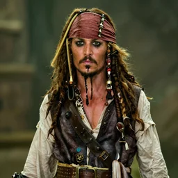 film still of Margot Robbie as Captain Jack Sparrow in new Pirates of the Caribbean movie, 4k