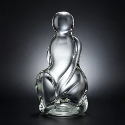 a glass statue made of curves against a black background