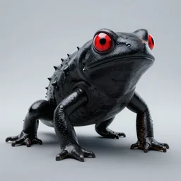 this amphibian creature is unlike any other. it is massive, with a long, thick body and four powerful legs. its skin is a deep, glossy black, and its eyes are a bright, glowing red 3 d octane render, artstation, andrew krivulya