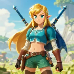 a portrait of samus aran from the legend of zelda breath of the wild, breath of the wild art style.