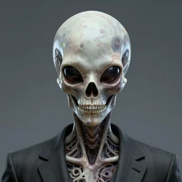 portrait of an alien skull in a suit. intricate abstract. intricate artwork. nightmare fuel. by tooth wu wlop beeple dan mumford. octane _ render