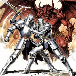 templar knight fighting a demon, by kentaro miura