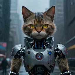 new york city portrait of furry anthro anthropomorphic stylized cat head android service droid robot machine fursona wearing gloomy rainy screenshot from the video game cyberpunk 2077 digital art by Greg Rutkowski, Simon Stalenhag, christopher nolan trending on Artstation, CGSociety