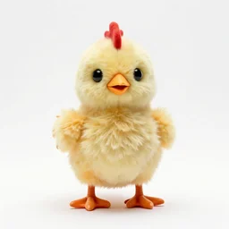 plush toy chick, professional studio photo, full body, isolated on a pure white background, centered, entire subject in frame, sharp focus, soft studio lighting