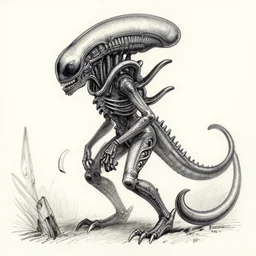a drawing of a xenomorph by gary larson