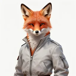 hyperdetailed anthropomorphic fox wearing a pale gray flight jacket, unreal engine, digital painting, vivid colors, vibrant colors, sharp focus illustration, artstation hq. intricate, elegant, medium shot, art by greg staples