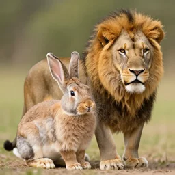 a hybrid animal of a rabbit and a lion.
