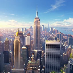 new - york skyline, behance hd by jesper ejsing, by rhads, makoto shinkai and lois van baarle, ilya kuvshinov, rossdraws global illumination