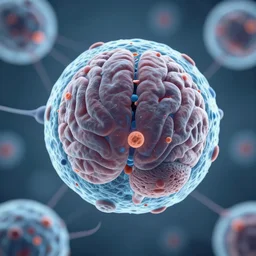 hyperrealistic microscope image of a human brain cell