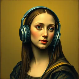 wearing overear headphones negative negative nope nope no no not no not no not mona lisa wearing overear headphones on her head wearing overear headphones over her ears