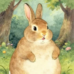 fat rabbit with a mouth too full, by beatrix potter
