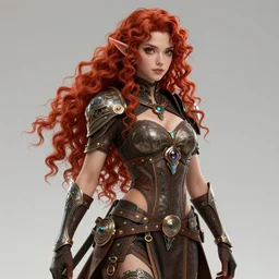 ranger, intricate fantasy outfit!!! beautiful and athletic anime red curly hair female elf!! gorgeous face and eyes!! character concept art, sharp focus, octane render! unreal engine 5! highly rendered!! trending on artstation!! detailed linework!! illustration by artgerm, wlop, and chie yoshii