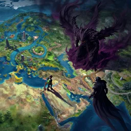 a colorful world that is being threatened by a dark evil force., hyper detailed, digital art, trending in artstation, cinematic lighting, studio quality, smooth render