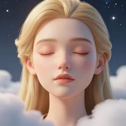 sci - fi, 3 d, stars, blonde fashion model face closed eyes, cinematic, clouds, moon rays, vogue cover style, poster art, blue mood, realistic painting, intricate oil painting, high detail illustration, figurative art, multiple exposure, water, 3 d, by tooth wu and wlop and beeple and greg rutkowski