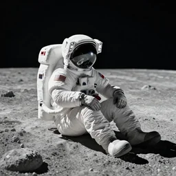 an astronaut sitting on the landscapes of the moon alone, hyperrealistic, artstation, concept art, 8k,