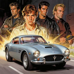 moebius comic art, the incal, maserati tipo 1 5 1, cinematic moebius illustration, driver rider, painting, film still, knight rider kitt, jack kirby, neal adams