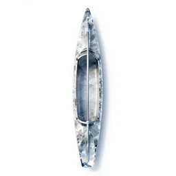 crystal canoe paddle, stylized 3d render, isolated on a pure white background, centered, entire object in frame, sharp focus, soft studio lighting