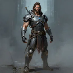 « a full length portrait of a muscular cyberpunk male warrior, jesus, glowing eyes, a digital painting by charlie bowater, featured on cgsociety, fantasy art, behance hd, wiccan, artstation hd »