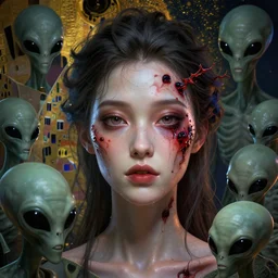 alien brood starting to erupt from a pretty young woman's face, hyper detailed, digital art, trending in artstation, cinematic lighting, studio quality, smooth render, unreal engine 5 rendered, octane rendered, art style by klimt and nixeu and ian sprigger and wlop and krenz cushart.