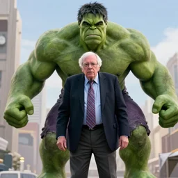 film still of bernie sanders as hulk in infinity war movie, 8 k