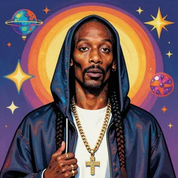snoop dogg as a religious piece of art, psychedelic art